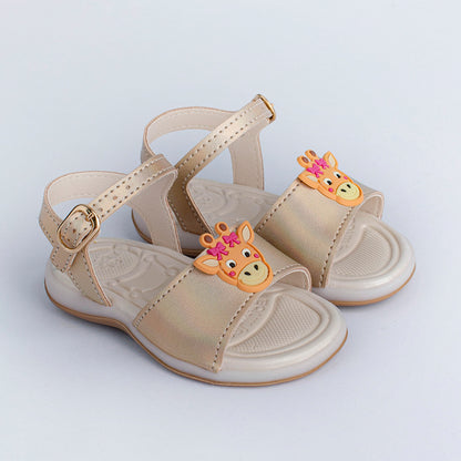 Sandália Infantil Menina Kidy Baby Equilíbrio Ouro Confortável e Segura