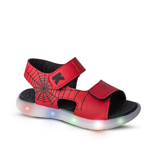 Sandália Infantil Menino Kidy Flex Light Vermelha Fechamento LED Velcro 22 ao 27