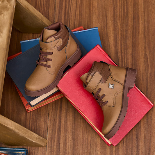 Bota Coturno Infantil Menino Kidy Walk Caramelo Marrom 28 ao 36 Conforto