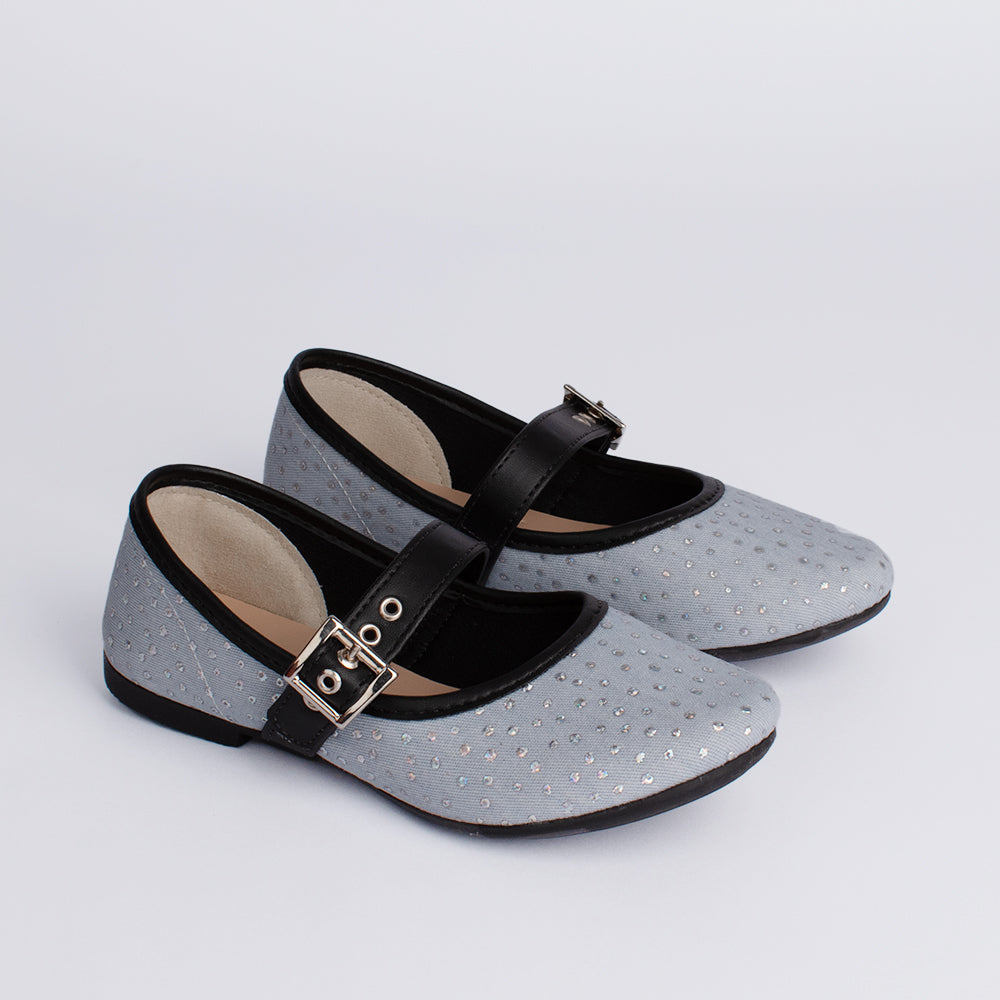 Sapatilha Bailarina Kidy Soft Brilho Jeans Preto - Respirável Confortável