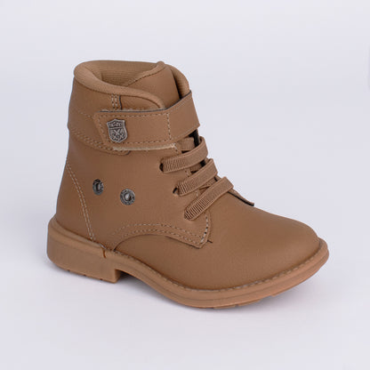 Bota Coturno Kidy Max Cano Curto Bege Caramelo
