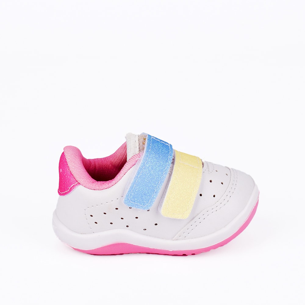 TÊNIS INFANTIL MENINA KIDY COLORS EQUILIBRIO BRANCO/COLORIDO
