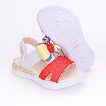 SANDALIA INFANTIL MENINA KIDY FLY BABY BRANCO/VERMELHO