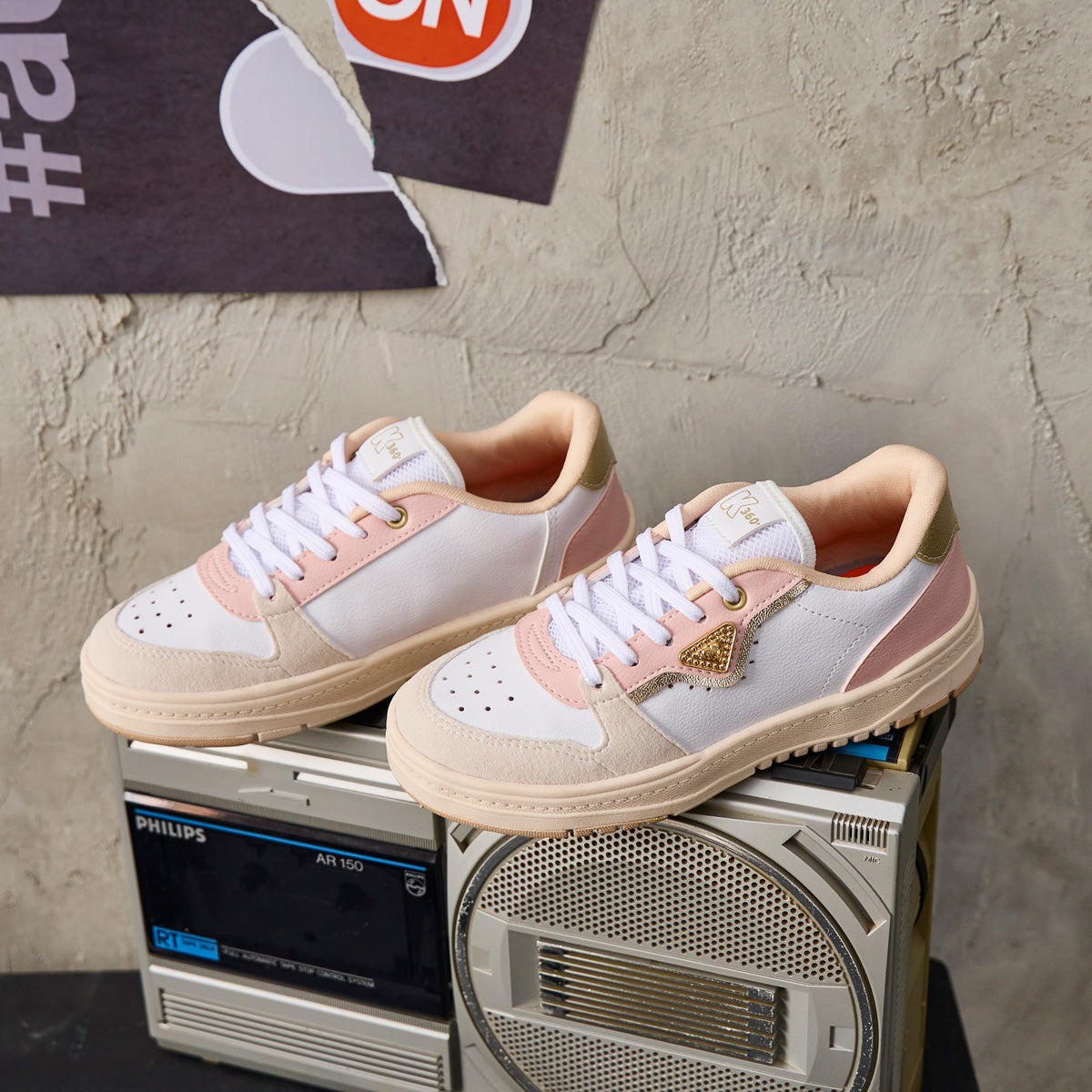 Tênis Infantil Menina Kidy K360 Respitec Branco com Rosa e Ouro Tecnologia e Estilo