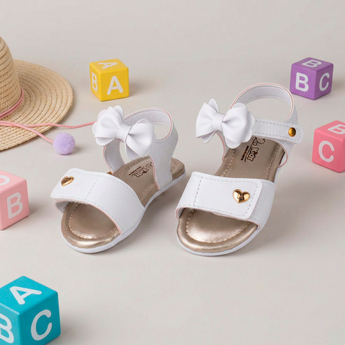 Sandália Infantil Menina Meu Primeiro Kidy Branca com Laço