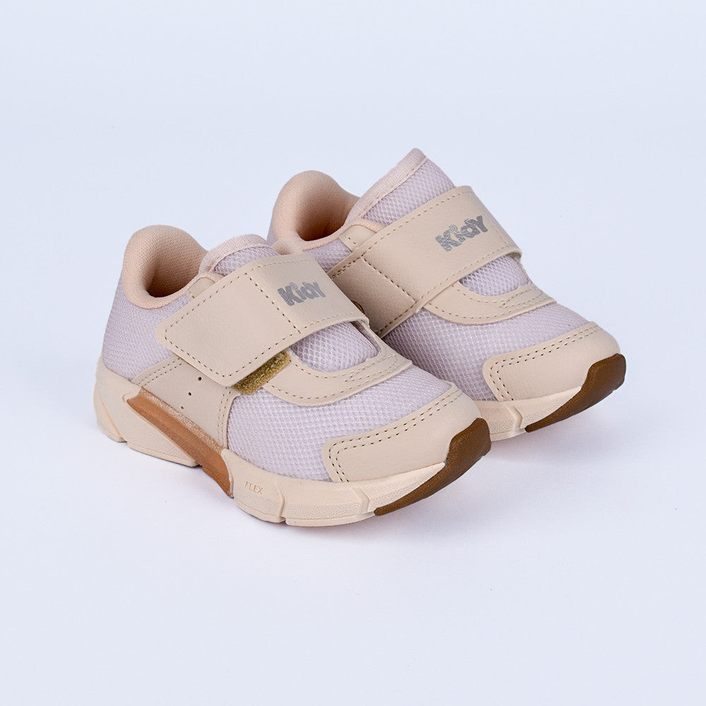 Tênis Infantil Menino Kidy Energy Bebê Marfim com Dourado