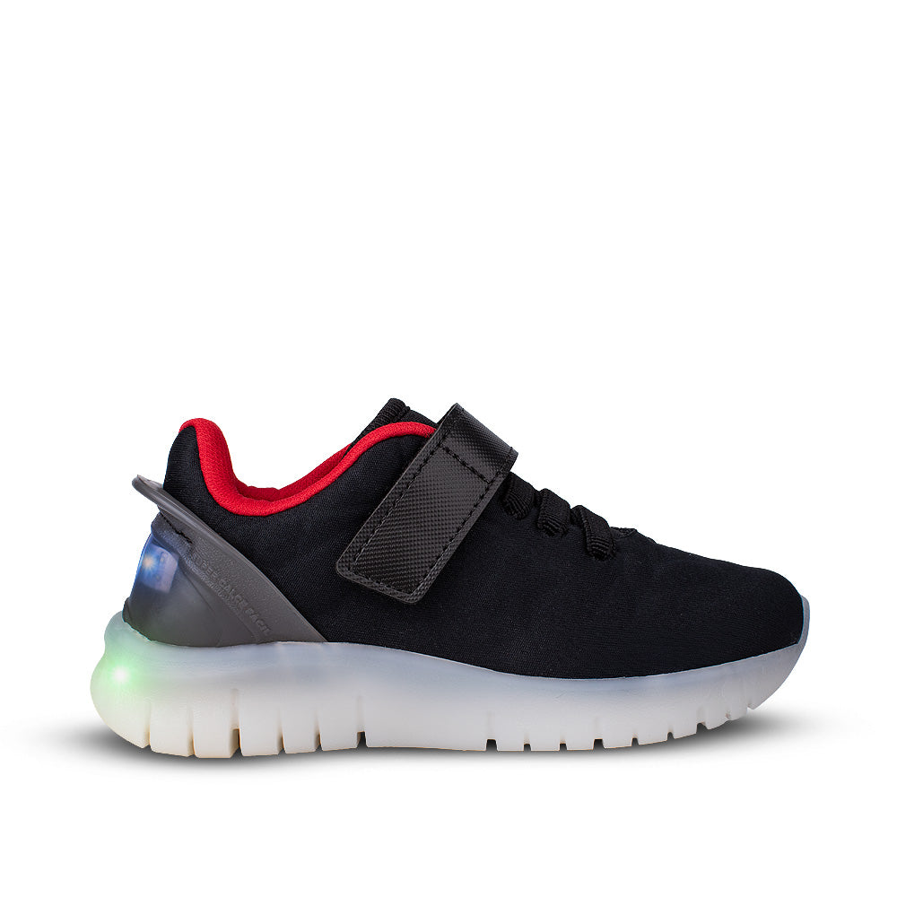Tênis Infantil Menino Kidy Pisca Pisca Preto/Vermelho Com Velcro