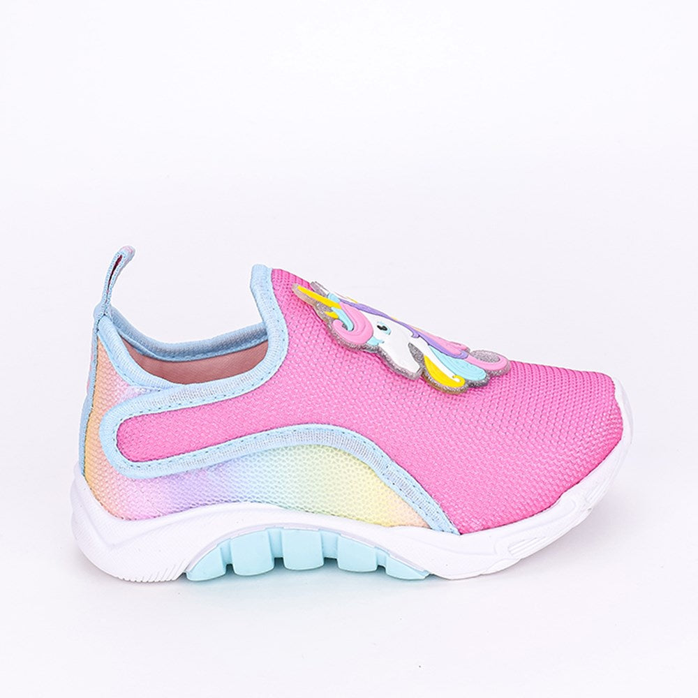 Tênis Infantil Feminino Kidy Mais Rosa Tie Dye com Unicórnio