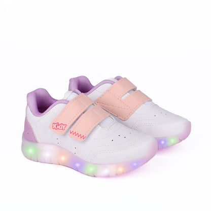 Tênis infantil Menina Kidy de Luz Rosa e Lilás