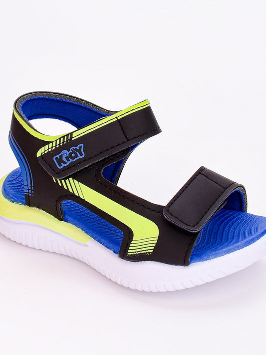 SANDALIA KIDY FLY BABY PRETO/AMARELO NEON/AZUL ROYAL Kidy
