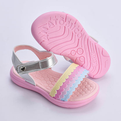 Sandália Menina Infantil Kidy Toys Baby Prata Colorido