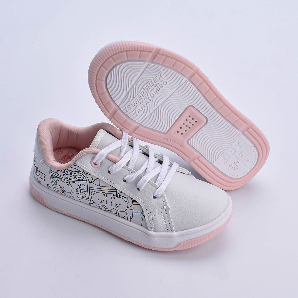 Kit Tênis Infantil Menina Astral Branco + Livro Bob Goods