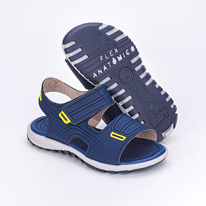 Sandália Infantil Papete Kidy Toys Azul Amarelo e Brinquedo