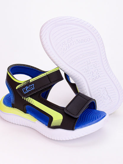 SANDALIA KIDY FLY BABY PRETO/AMARELO NEON/AZUL ROYAL Kidy