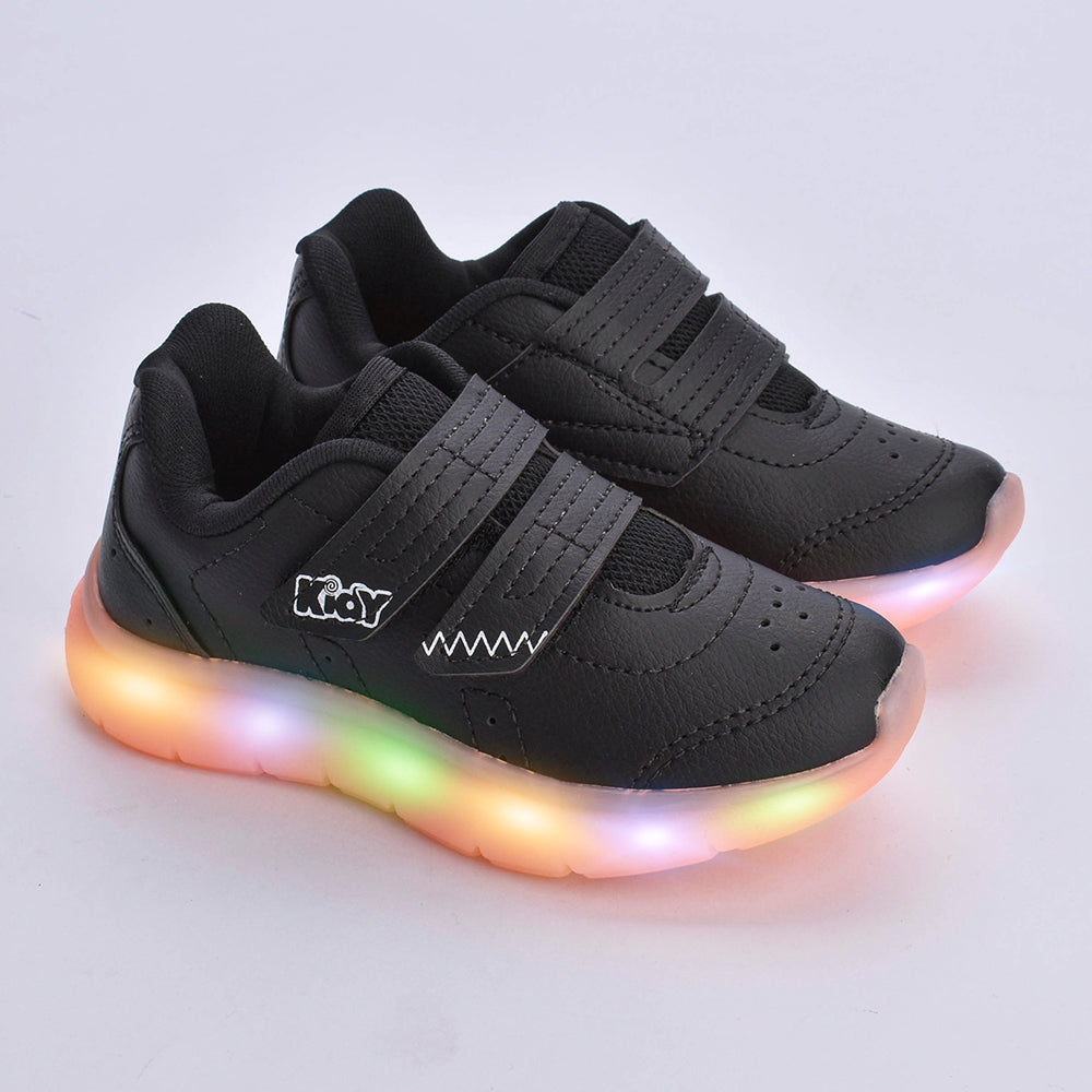 Tênis Infantil Menino Kidy Flex Light Preto/Laranja Neon Leve e Confortável