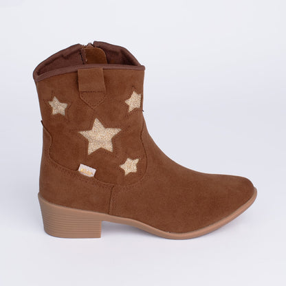 Bota Menina Infantil Kidy Estrelas Marrom
