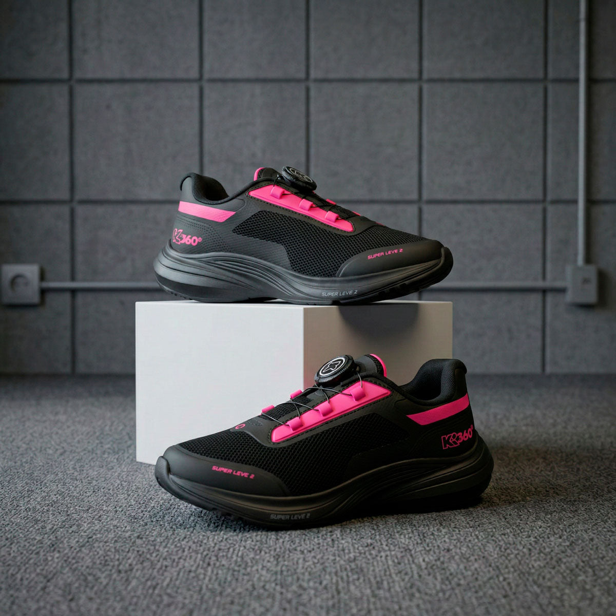 Tênis Infantil Menina Kidy Super Leve Disc Preto/Pink Neon