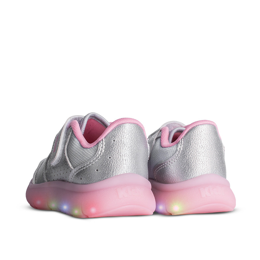 Tênis Infantil Menina Kidy Flex Light Prata com LED Delicado Escolar