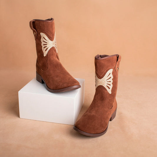 Bota Infantil Menina Kidy Montaria Caramelo Borboleta Inverno