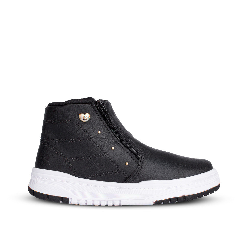 Tênis Infantil Menina Kidy K360 Respitec Preto Conforto e Estilo com Zíper