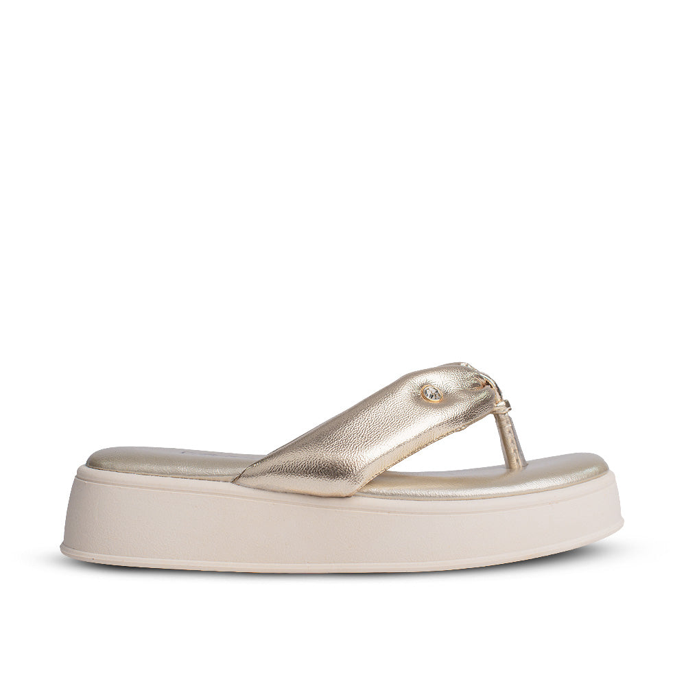 Chinelo Infantil Menina Kidy Dourado Metalizado com Plataforma