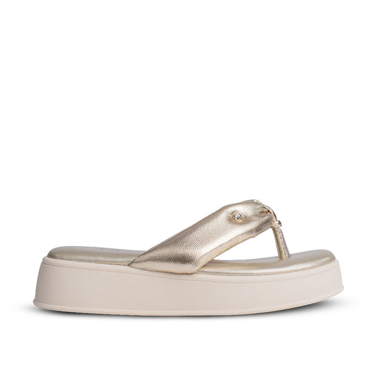 Chinelo Infantil Menina Kidy Dourado Metalizado com Plataforma