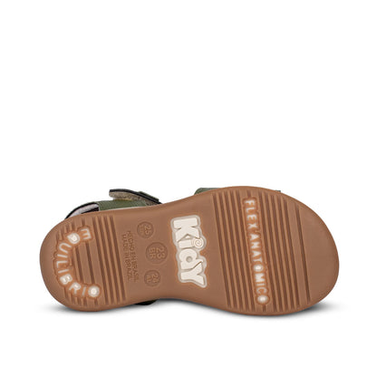 Sandália Infantil Menino Kidy Baby Verde Militar e Caramelo Primeiros Passos