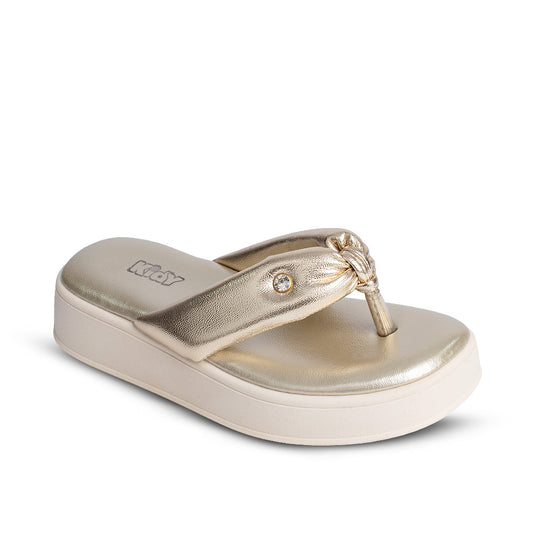 Chinelo Infantil Menina Kidy Dourado Metalizado com Plataforma