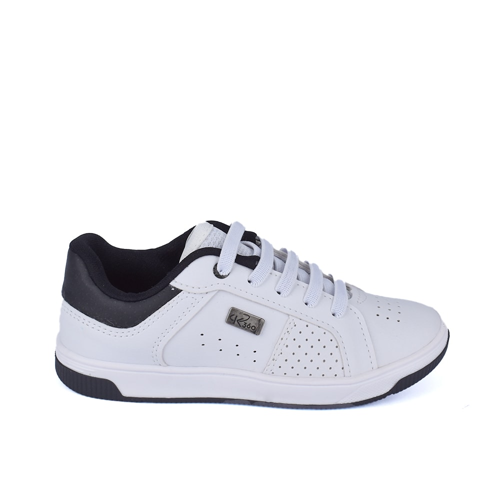 Tênis Menino Infantil K360 Casual Conforto Branco e Preto - Kidy