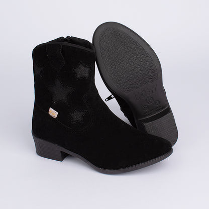 Bota Menina Infantil Kidy Folk Boho Estrelas Preto