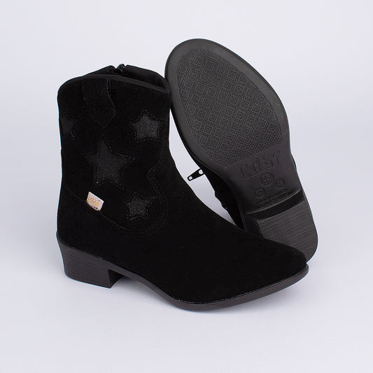Bota Menina Infantil Kidy Folk Boho Estrelas Preto