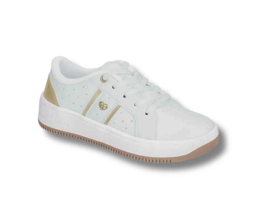 TENIS INFANTIL MENINA K360 NOVA YORK BRANCO/OURO