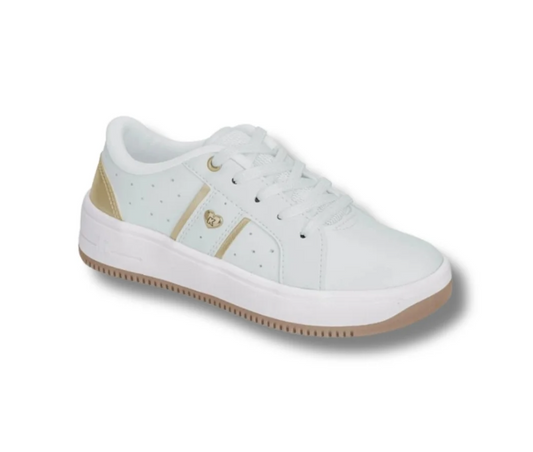 TENIS INFANTIL MENINA K360 NOVA YORK BRANCO/OURO