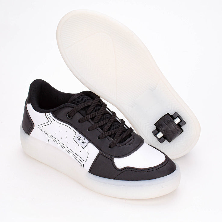 Tênis Infantil Menino com Rodinha Kidy Preto e Branco