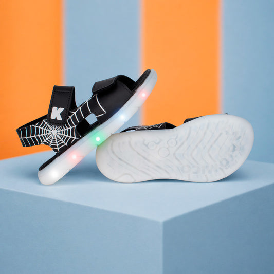 Sandália Infantil Menino Kidy Flex Light Preta Led Velcro Pisca Pisca