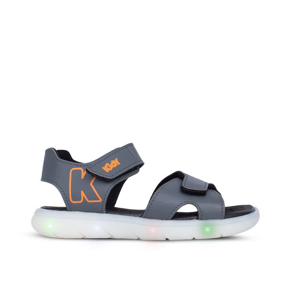 Sandália Infantil Menino Kidy Flex Light Grafite Pisca Pisca Com Velcro