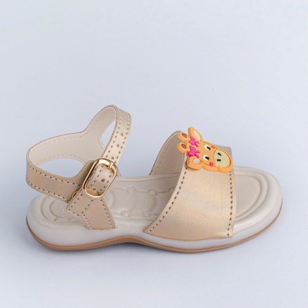 Sandália Infantil Menina Kidy Baby Equilíbrio Ouro Confortável e Segura
