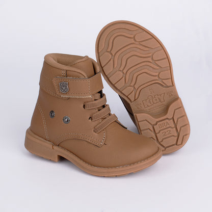 Bota Coturno Kidy Max Cano Curto Bege Caramelo