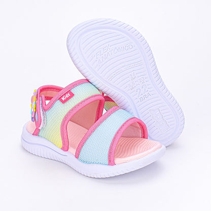 Sandália Menina Infantil Kidy Fly Baby Marinho e Rosa