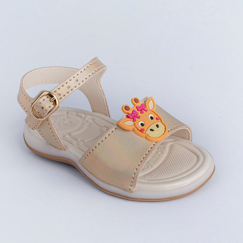 Sandália Infantil Menina Kidy Baby Equilíbrio Ouro Confortável e Segura