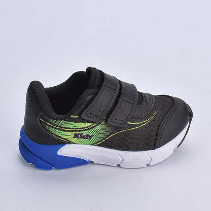 Tênis Infantil Kidy Energy Bebê Preto com Azul e Verde Neon -Confortável e com Tecnologia Respitec