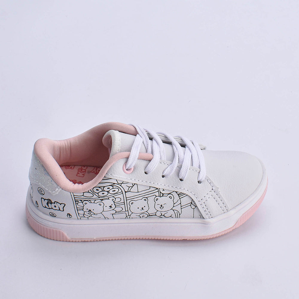 Kit Tênis Infantil Menina Astral Branco + Livro Bob Goods