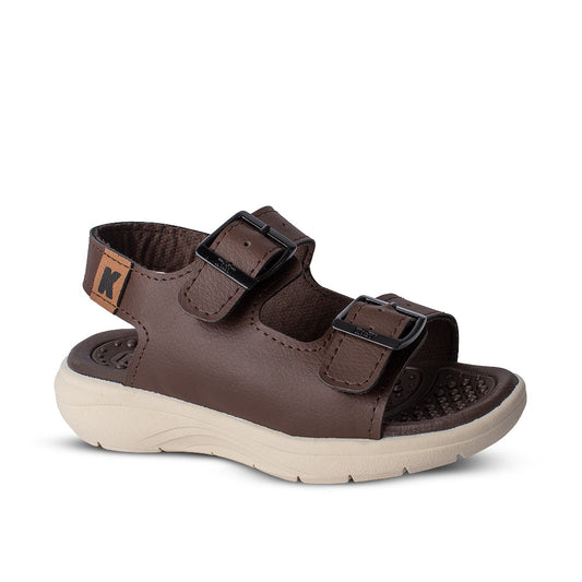 Sandália Infantil Menino Kidy Fly Baby Café e Preto com Fivela Confortável e Ajustável