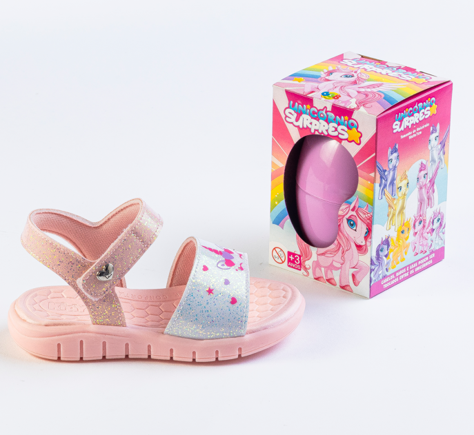 SANDÁLIA KIDY TOYS ROSA/BRANCO Kidy