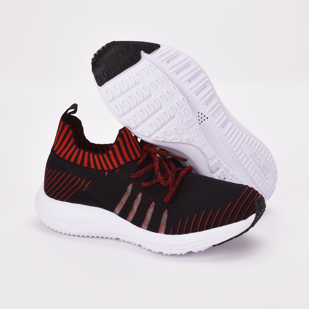 TENIS UNISSEX KIDY ENERGY RESPITEC PRETO/VERMELHO
