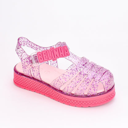 Sandália Infantil Menina Belinha Kidy Gloss PINK/GLITER