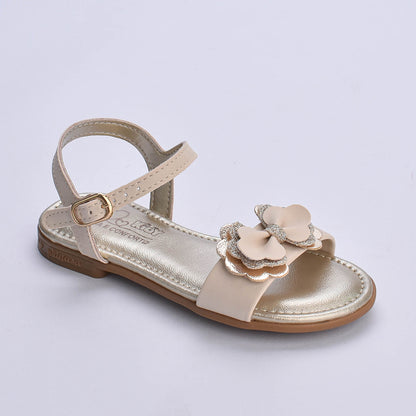 Sandália Menina Kidy Amar Comfort Marfim Ouro