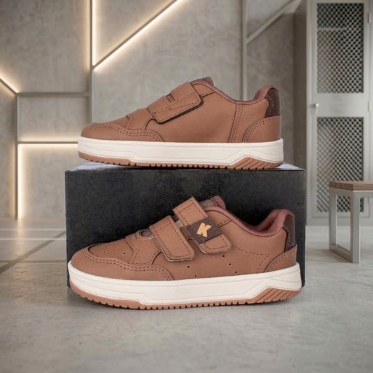 Tênis Infantil Menino Kidy Happy Caramelo Marrom Velcro Duplo e Confortável