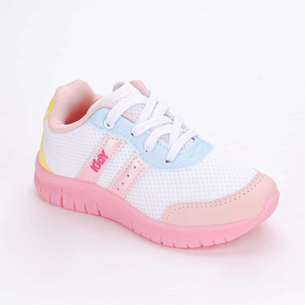 Tênis Menina Infantil Kidy Ultra Flex Branco e Colorido