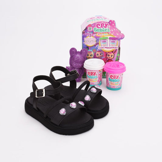 Sandália Menina Infantil Kidy Mini Flat Form Preto